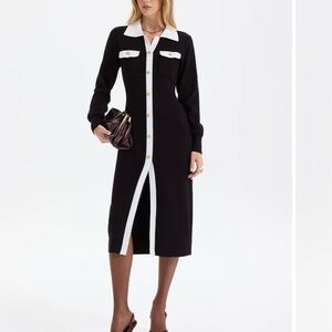 stripe midi dress The White Square Neck Striped Midi Dress
